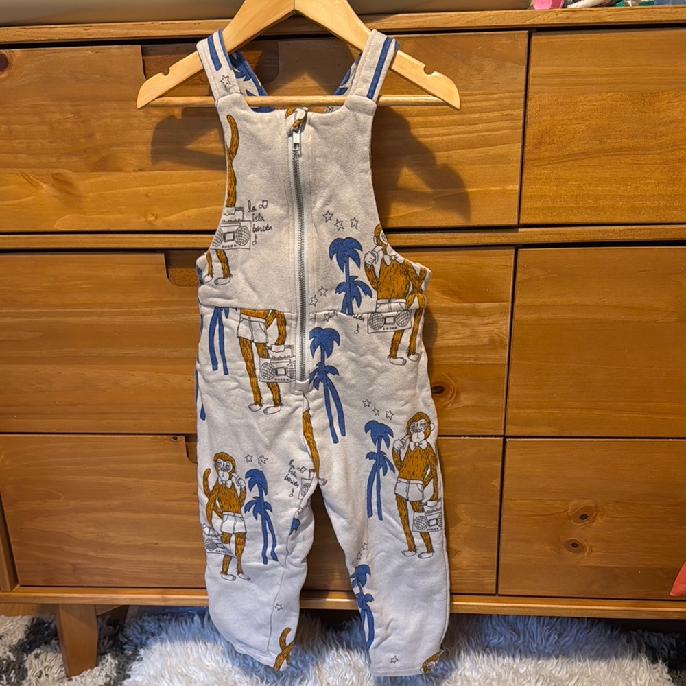 Kids' Beige Overalls with Fun Print